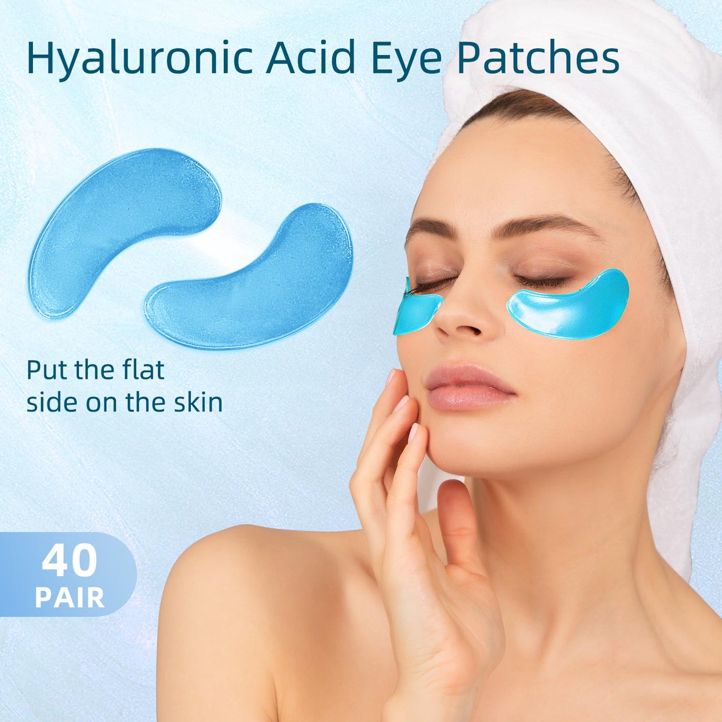Under Eye Patches, 40 Pairs Eye Mask for Dark Circles, Puffy Eyes, Undereye Bags,Wrinkles,Eye Mask Patches with 24K Gold, Hyaluronic Acid,Rose & Aloe Vera, Eye Treatment Skin Care for Men & Women Gift