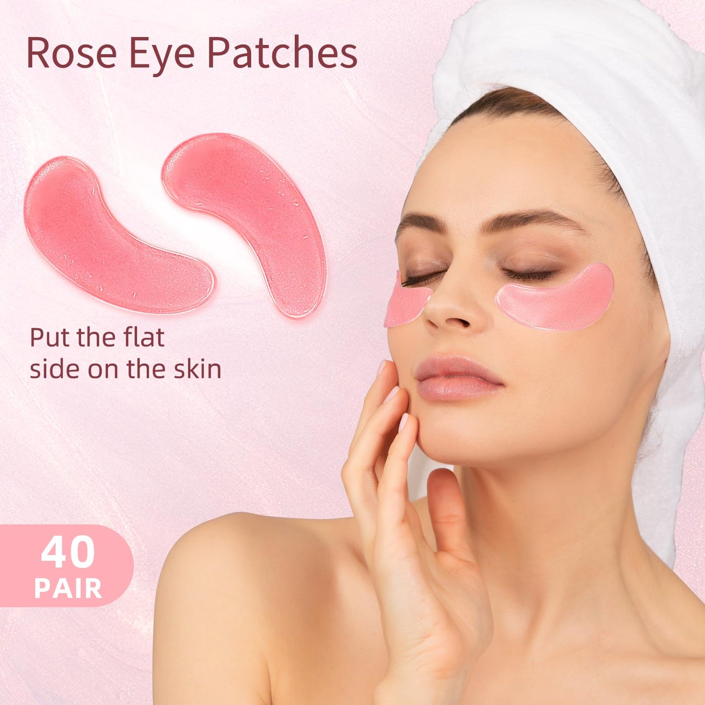 Under Eye Patches, 40 Pairs Eye Mask for Dark Circles, Puffy Eyes, Undereye Bags,Wrinkles,Eye Mask Patches with 24K Gold, Hyaluronic Acid,Rose & Aloe Vera, Eye Treatment Skin Care for Men & Women Gift
