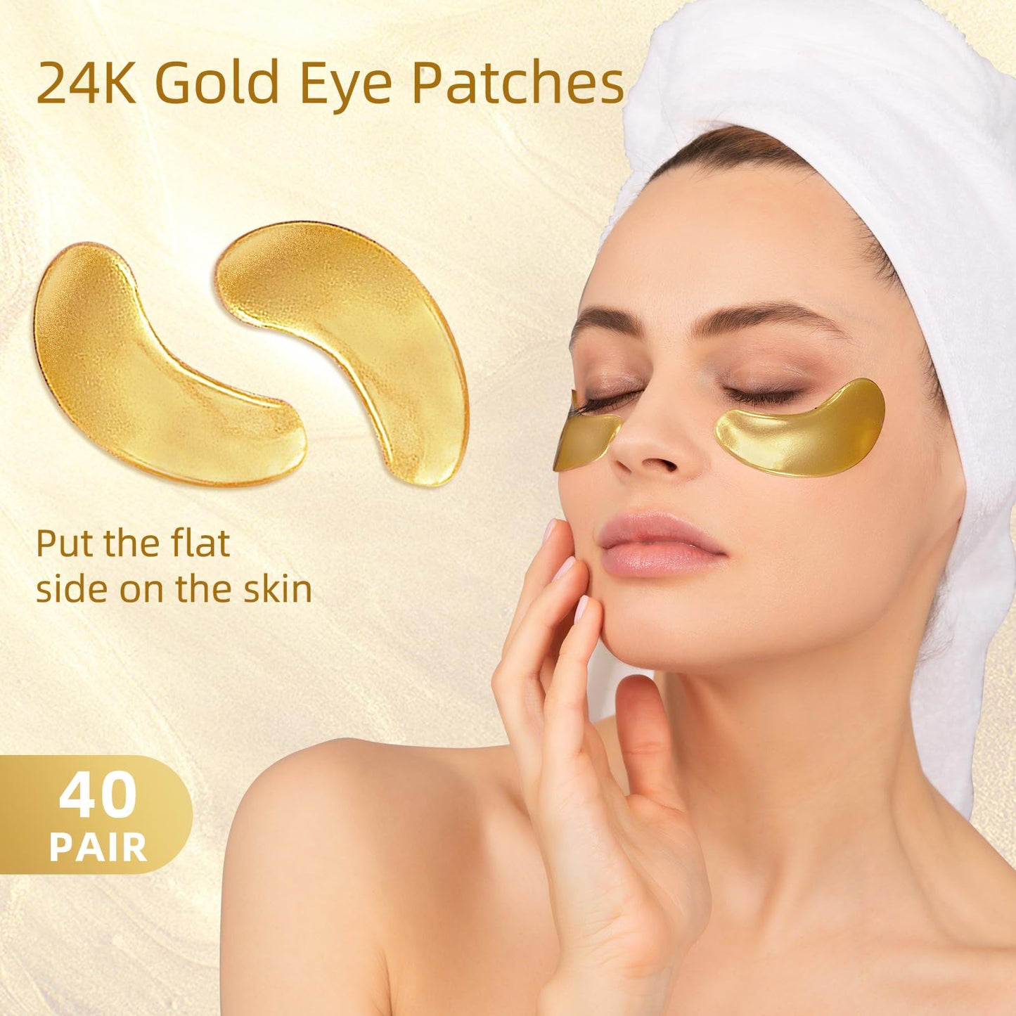 Under Eye Patches, 40 Pairs Eye Mask for Dark Circles, Puffy Eyes, Undereye Bags,Wrinkles,Eye Mask Patches with 24K Gold, Hyaluronic Acid,Rose & Aloe Vera, Eye Treatment Skin Care for Men & Women Gift